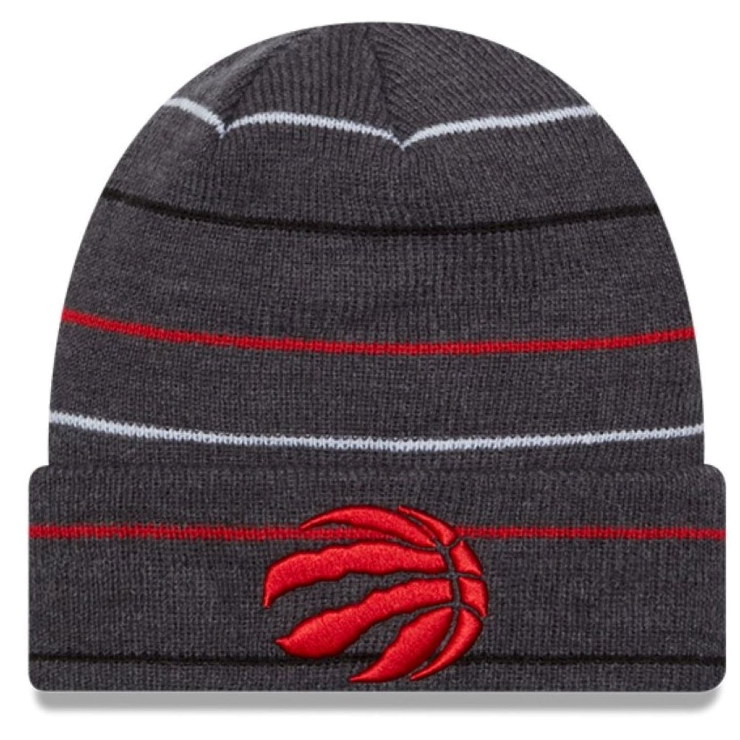 New Era NBA Toronto Raptors Charcoal Rowed Striped Cuffed Knit Hat