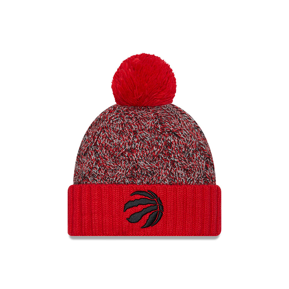 New Era Womens Toronto Raptors Team Marl Knit Cuffed POM Toque Red