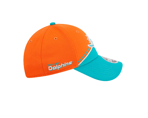Miami Dolphins New Era 2023 Sideline 9FORTY Adjustable Hat - Orange/Aqua