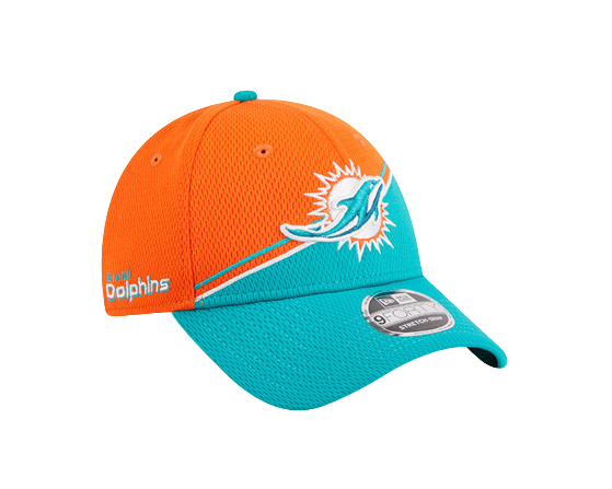 Miami Dolphins New Era 2023 Sideline 9FORTY Adjustable Hat - Orange/Aqua