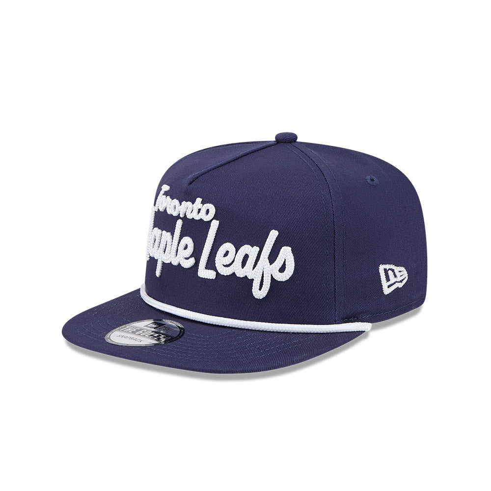 New Era Golfer Toronto Maple Leafs Team Text Snapback Cap- Navy Blue
