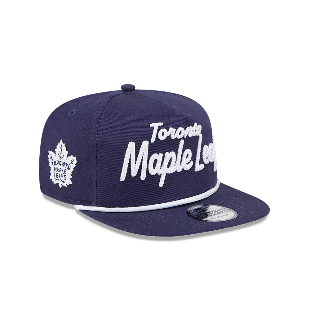 New Era Golfer Toronto Maple Leafs Team Text Snapback Cap- Navy Blue