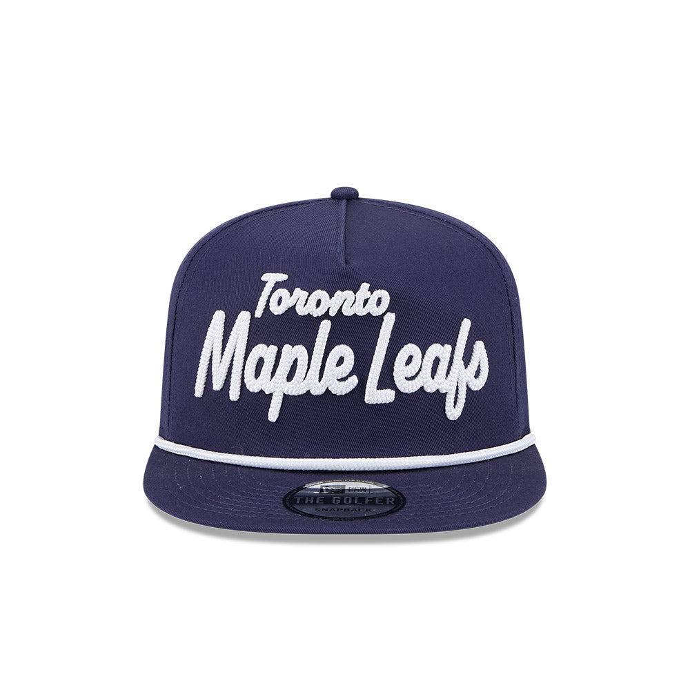 New Era Golfer Toronto Maple Leafs Team Text Snapback Cap- Navy Blue