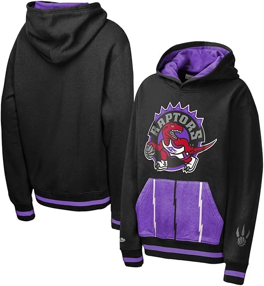 Mitchell & Ness Youth Toronto Raptors Playmaker Fashion Fleece Pullover Hoodie - Black/Purple