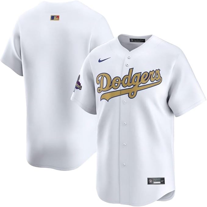 Nike MLB Los Angeles Dodgers World Series Champions 2024 Limited Jersey - White/Gold