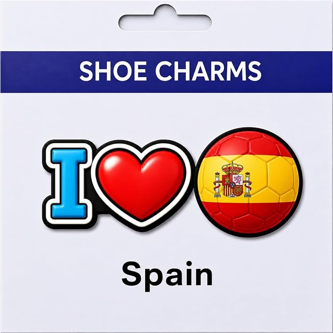 I Heart Soccer Country Flag Shoe Charms For Crocs