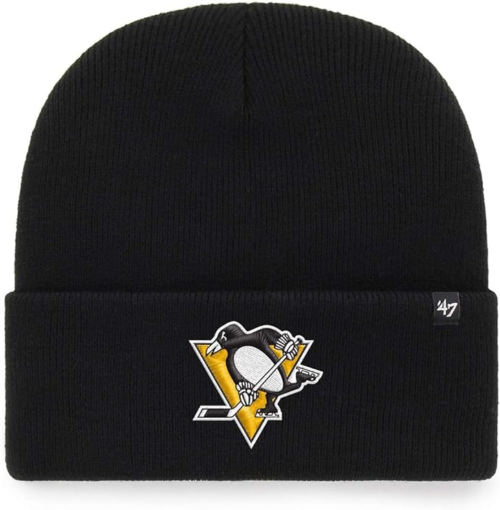 47 Brand Pittsburgh Penguins Black Haymaker NHL Cuff Knit Beany Beanie One Size Forty Seven