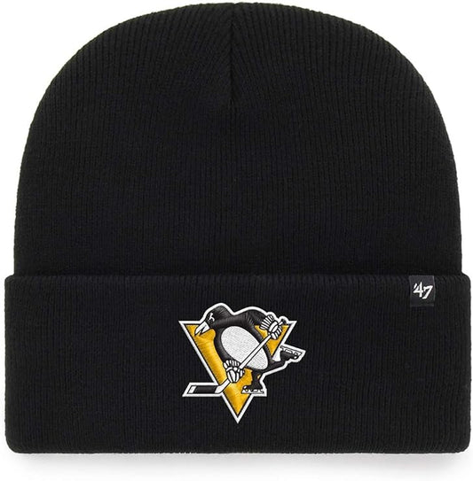 47 Brand Pittsburgh Penguins Black Haymaker NHL Cuff Knit Beany Beanie One Size Forty Seven