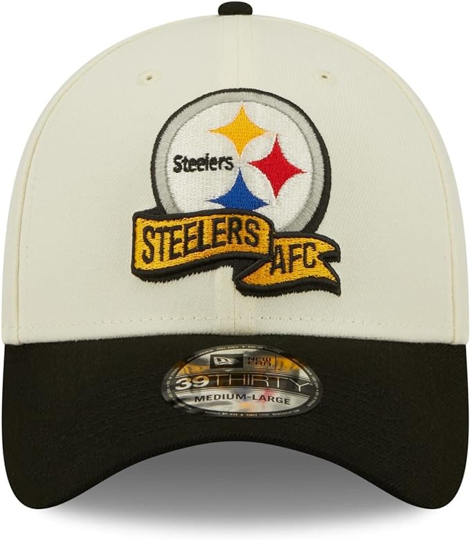 New Era 39Thirty Pittsburgh Steelers NFL 2022 Sideline Chrome White Stretch Cap