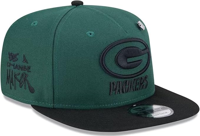 New Era Men's Green Bay Packers 2024 Inspire Change A-Frame 9FIFTY Snapback Hat - Green/Black