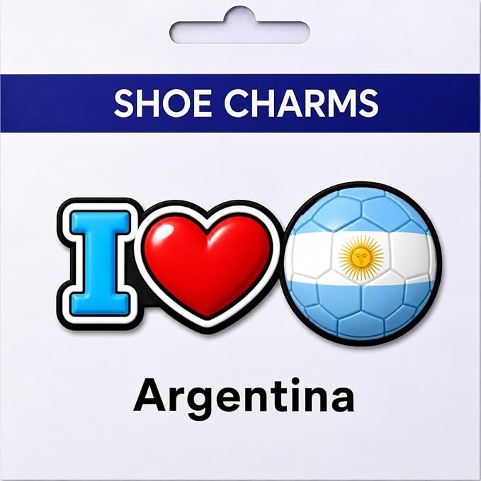 I Heart Soccer Country Flag Shoe Charms For Crocs