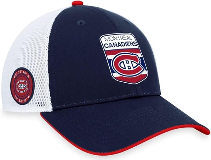 Fanatics NHL Montreal Canadiens 2023 Draft Authentic Pro Trucker Adjustable Hat - Navy/White