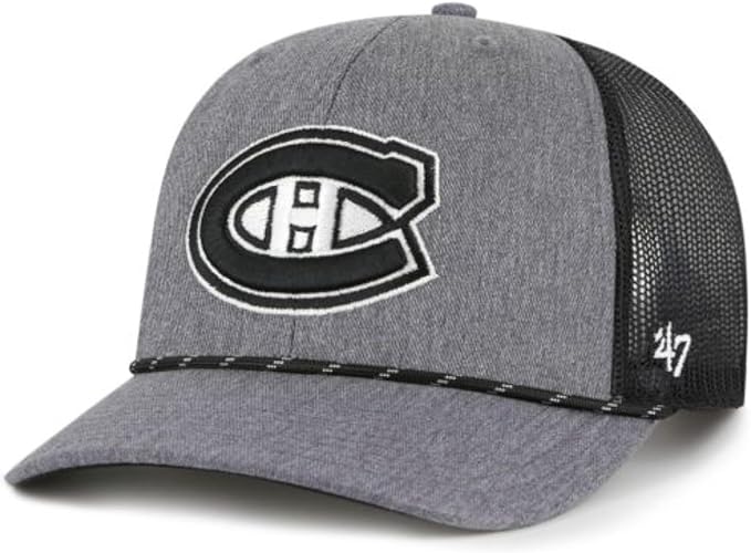 47 NHL Montreal Canadiens Carbon Rope Trucker Adjustable Snapback Hat - Grey