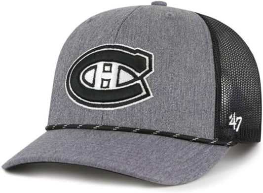 47 NHL Montreal Canadiens Carbon Rope Trucker Adjustable Snapback Hat - Grey