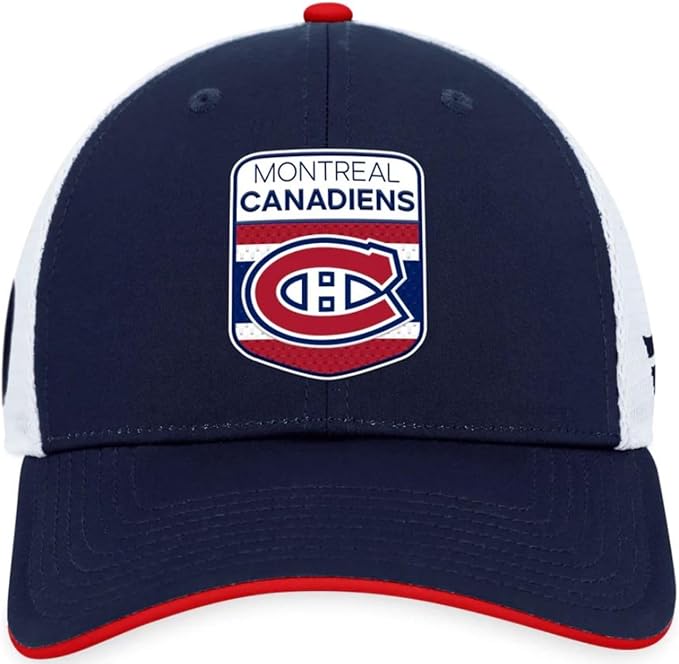 Fanatics NHL Montreal Canadiens 2023 Draft Authentic Pro Trucker Adjustable Hat - Navy/White