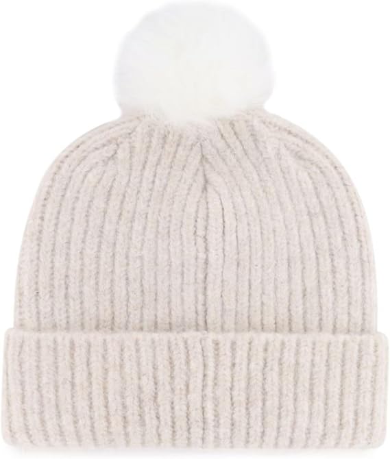 47 Womens NHL Edmonton Oilers Mellow Cuff Knit Beanie with Pom - Cream