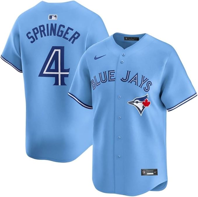 Nike Mens MLB Toronto Blue Jays George Springer Alternate Limited Jersey Stitched Name and Number - Powder Blue