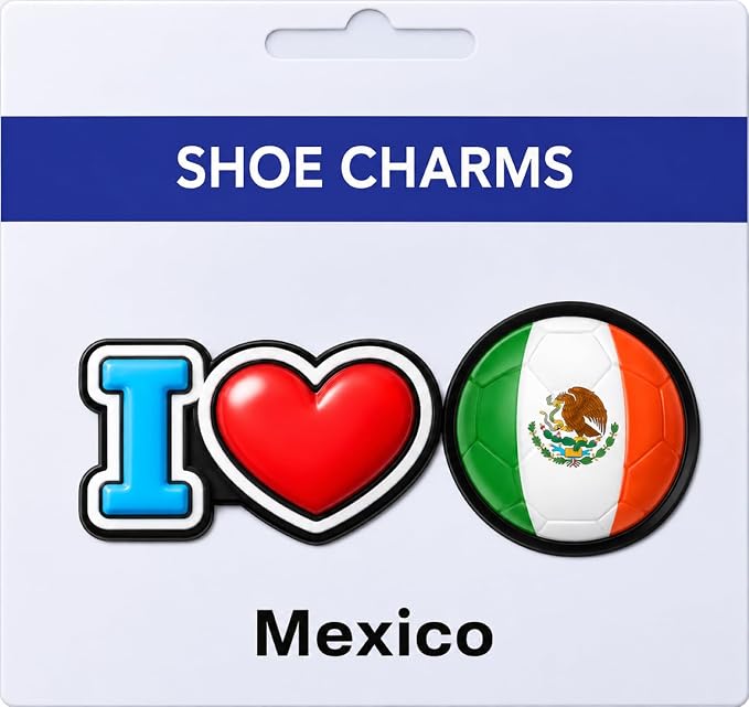 I Heart Soccer Country Flag Shoe Charms For Crocs