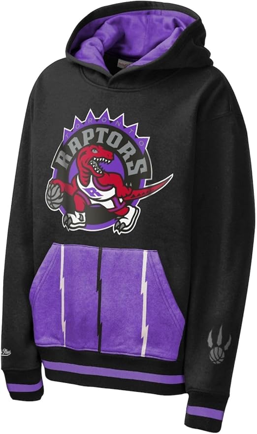 Mitchell & Ness Youth Toronto Raptors Playmaker Fashion Fleece Pullover Hoodie - Black/Purple