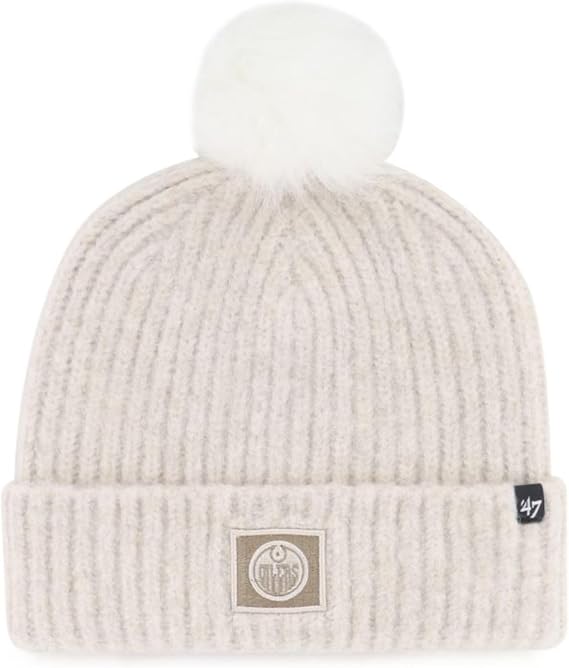 47 Womens NHL Edmonton Oilers Mellow Cuff Knit Beanie with Pom - Cream