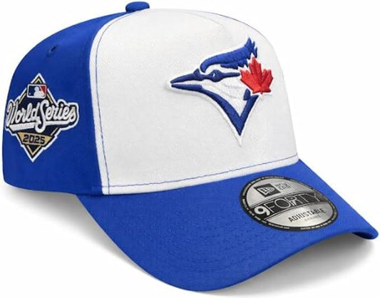 New Era MLB Toronto Blue Jays 2025 World Series 9FORTY A-Frame Adjustable Hat - White/Royal Blue