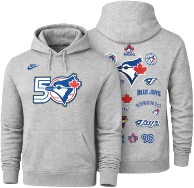 Nike MLB Toronto Blue Jays 50 Seasons Anniversary Ballpark Legend Graphic Pullover Hoodie - Grey