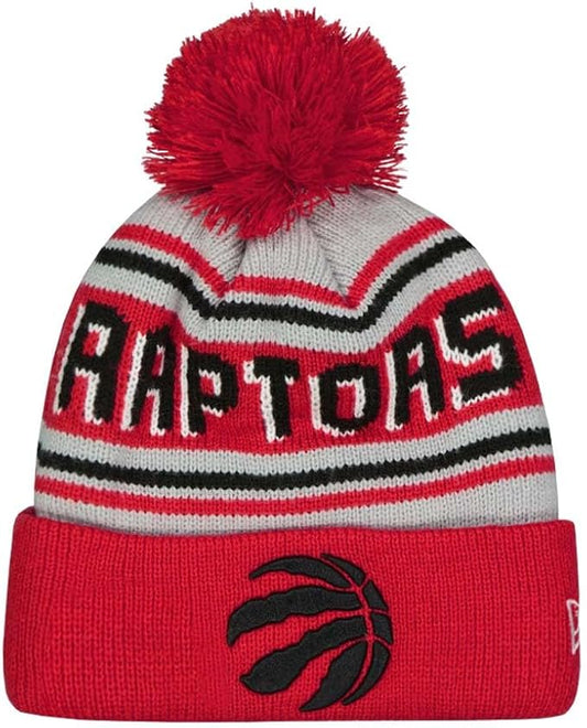 New Era Youth Red/Gray Toronto Raptors Tip-Off Two-Tone Cuffed Knit Hat with Pom