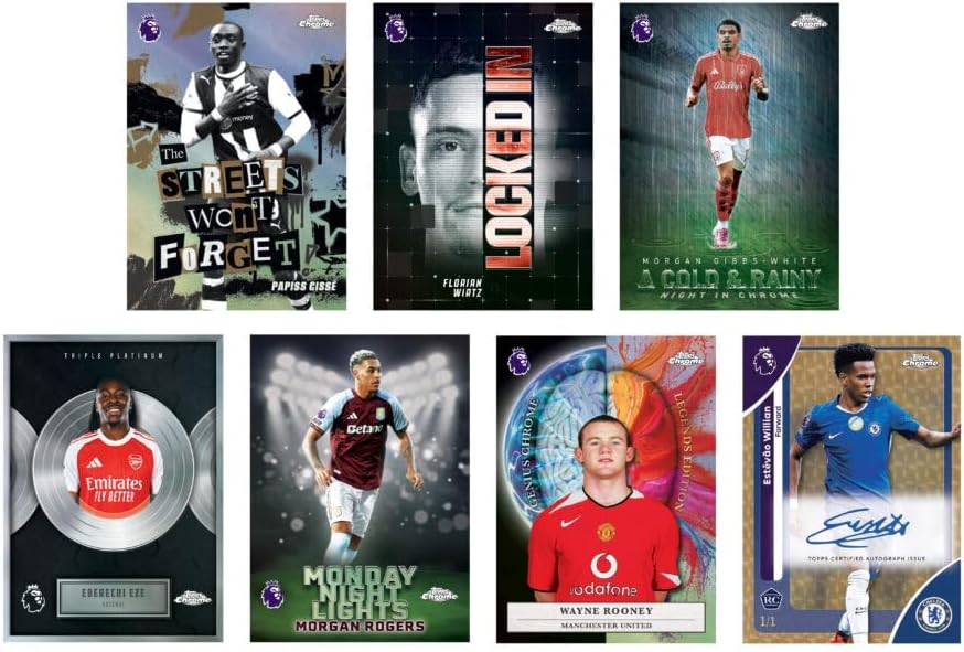Topps Chrome Premier League Soccer Cards Hanger Box 2025-25