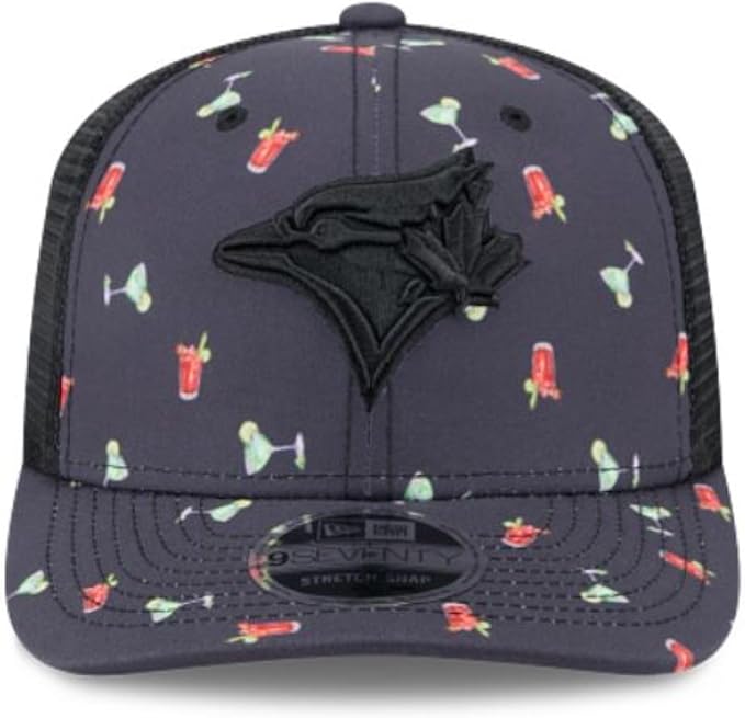 New Era MLB Toronto Blue Jays Adventure Drinks Pattern 9SEVENTY Stretch-Snap Hat - Black