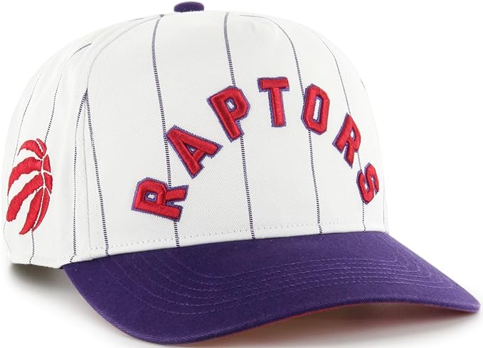 ‘47 Hitch Toronto Raptors Double Header Pinstripe Side Patch Snapback - White