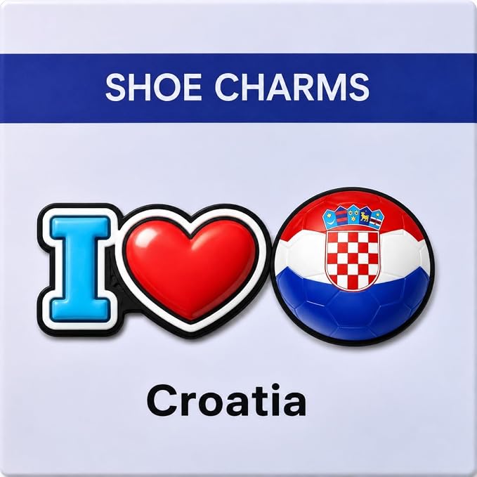 I Heart Soccer Country Flag Shoe Charms For Crocs