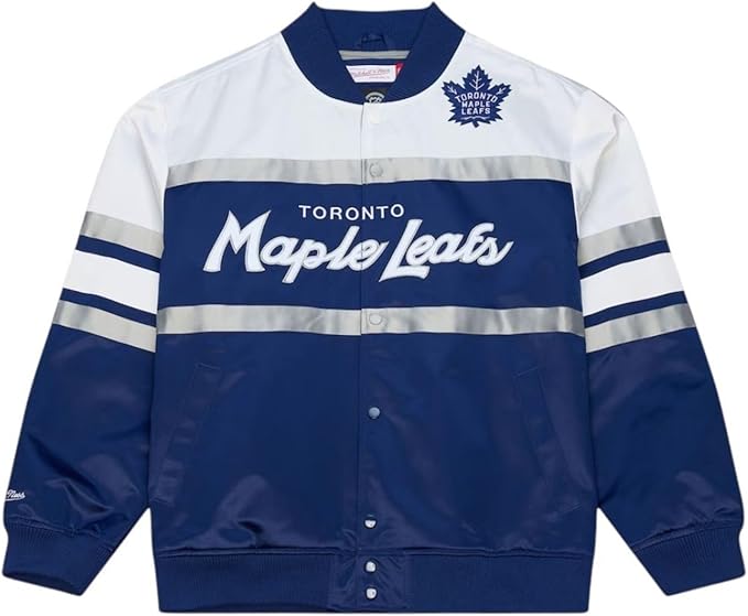 Mitchell & Ness NHL Toronto Maple Leafs Head Coach Lightweight Satin Full-Snap Jacket - Blue/White