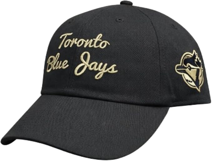 Mitchell & Ness MLB Toronto Blue Jays Gold Script Adjustable Hat - Black