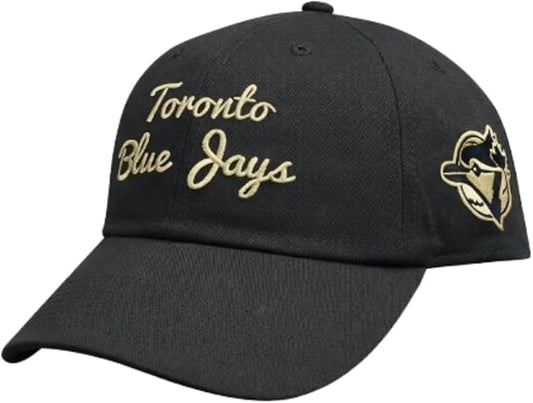 Mitchell & Ness MLB Toronto Blue Jays Gold Script Adjustable Hat - Black