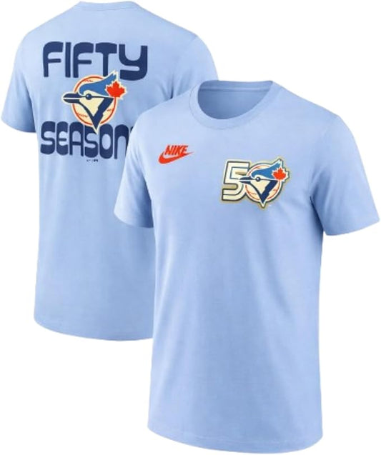 Nike MLB Toronto Blue Jays 50 Seasons Anniversary Logo Celebratory Graphic T-Shirt - Powder Blue