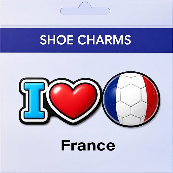 I Heart Soccer Country Flag Shoe Charms For Crocs