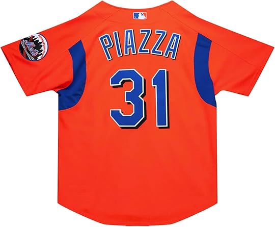 Mitchell & Ness MLB Authentic BP Button Front Mike Piazza New York Mets Mens Dark Orange Shirt - Dark Orange