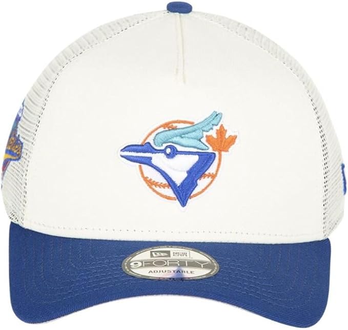 New Era MLB Toronto Blue Jays 9FORTY A-Frame Trucker 1993 World Series Adjustable Snapback - Chrome/Royal