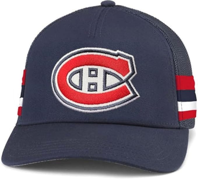 American Needle NHL Montreal Canadiens Hotfoot Stripes Trucker Adjustable Snapback Hat - Navy