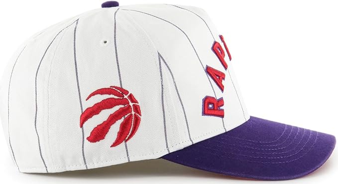 ‘47 Hitch Toronto Raptors Double Header Pinstripe Side Patch Snapback - White