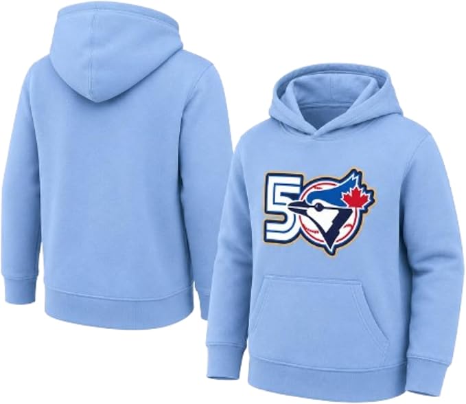Genuine Merchandise MLB Toronto Blue Jays Youth 50 Seasons Anniversary Pullover Hoodie - Light Blue