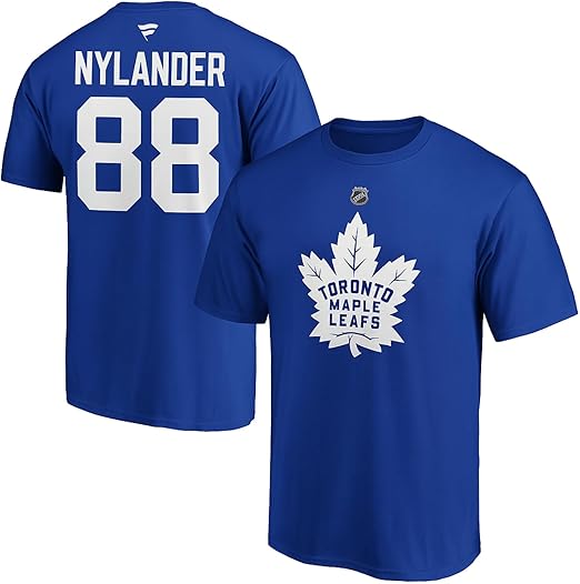 Fanatics Mens NHL Toronto Maple Leafs William Nylander #88 Authentic Stack Name and Number T-Shirt - Royal Blue