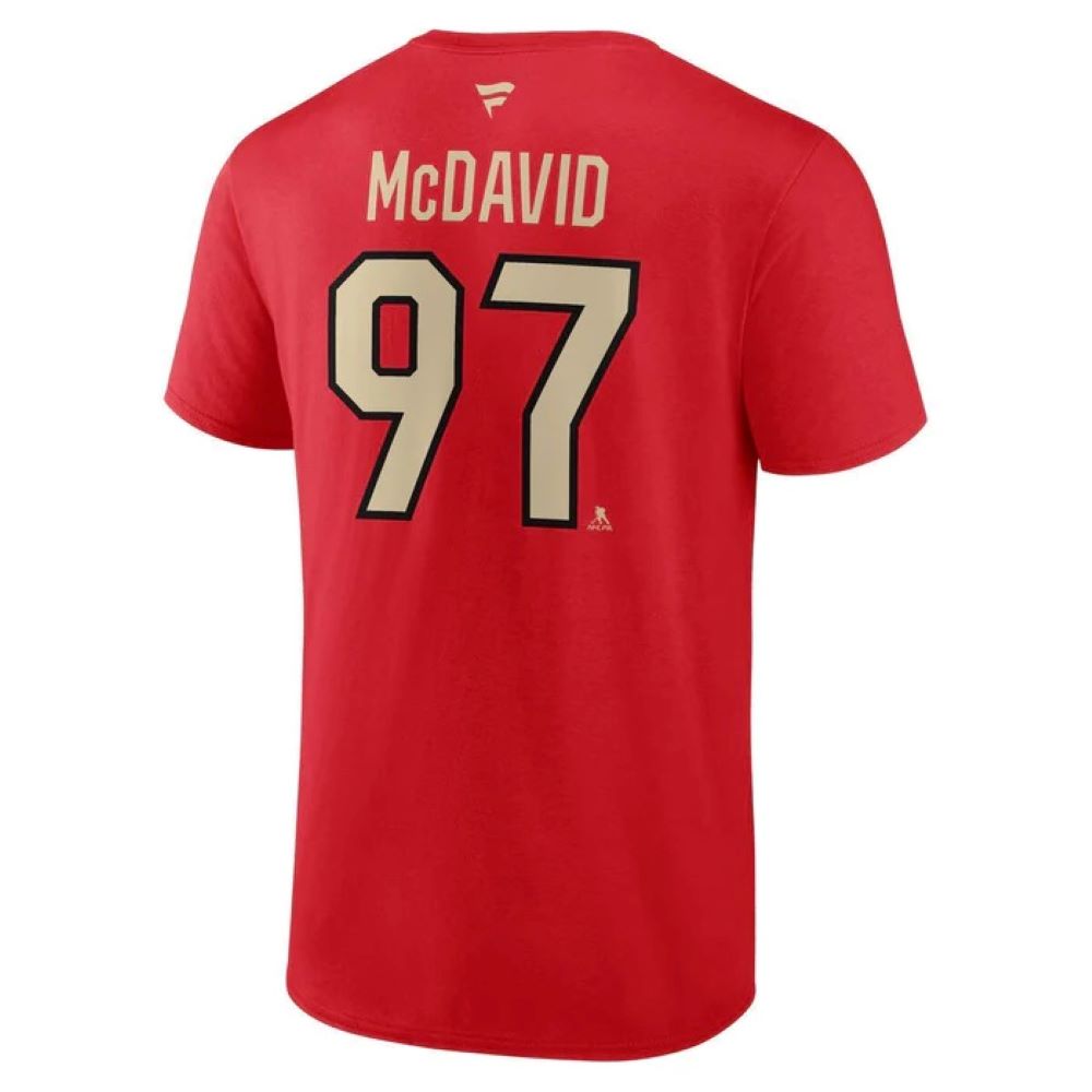 Fanatics Men's Connor McDavid #97 Canada NHL 4 Nations Face-Off Authentic Stack Name & Number Tee - Red