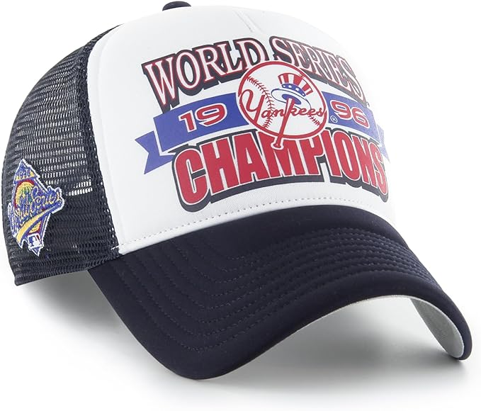 47 MLB New York Yankees Foam Champ Offside DT 1996 World Series Champions Trucker Adjustable Hat Black/White