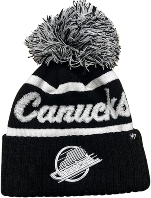 47 NHL Women's Vancouver Canucks Spirited Cuff Knit with Pom - Black/White