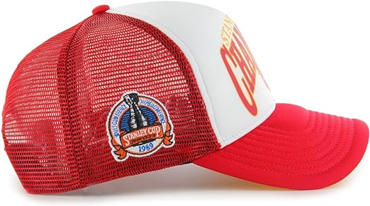47 NHL Calgary Flames Offside Foam Champ Trucker Adjustable Snapback Hat Cap - Red