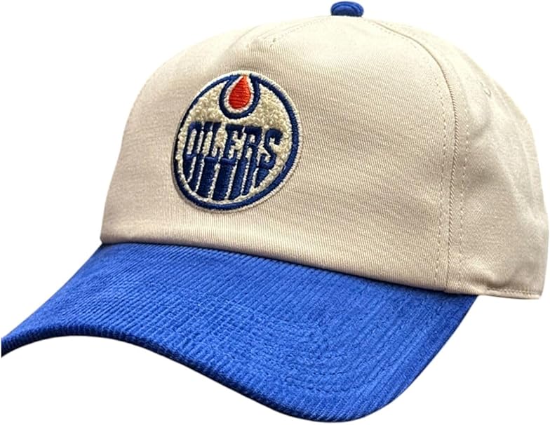 American Needle NHL Edmonton Oilers Burnett Corduroy Adjustable Cap - Cream/Royal