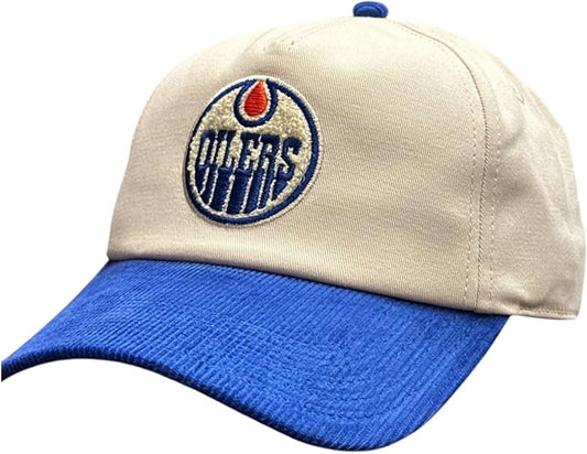 American Needle NHL Edmonton Oilers Burnett Corduroy Adjustable Cap - Cream/Royal