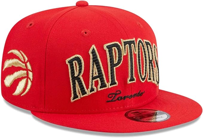 New Era NBA Toronto Raptors Golden Tall Text Throwback 9FIFTY Adjustable Snapback Hat - Red