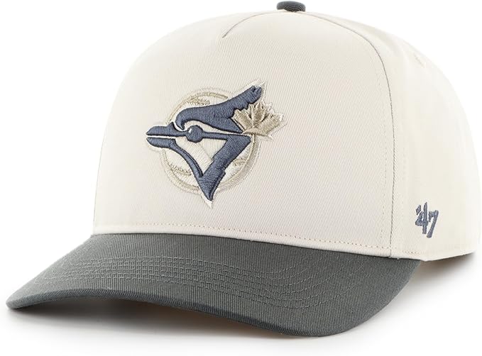 47 MLB Toronto Blue Jays Cooperstown 1977 Logo Two-Tone Adjustable Hitch Hat - Bone/Charcoal